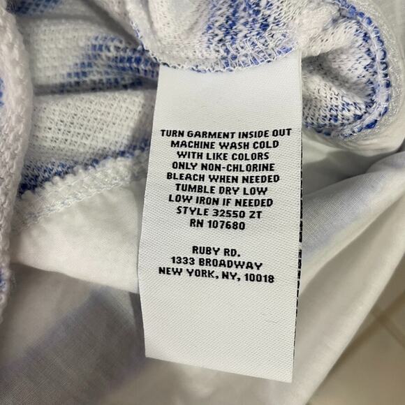 Ruby Rd Striped Tie Hem Top XL Nautical Blue White Lightweight Knit Layered NEW - Picture 5 of 8